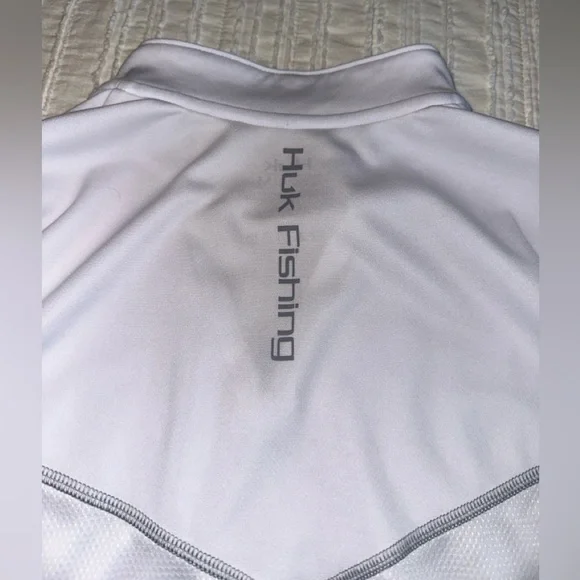 Huk Icon X Fishing Pullover White Womens Size M Long Sleeve UPF 50+ 1/4 Zip - Picture 3 of 7